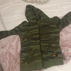 Aviator Nation Green Camo Lightning Bolt Zip up Size Medium